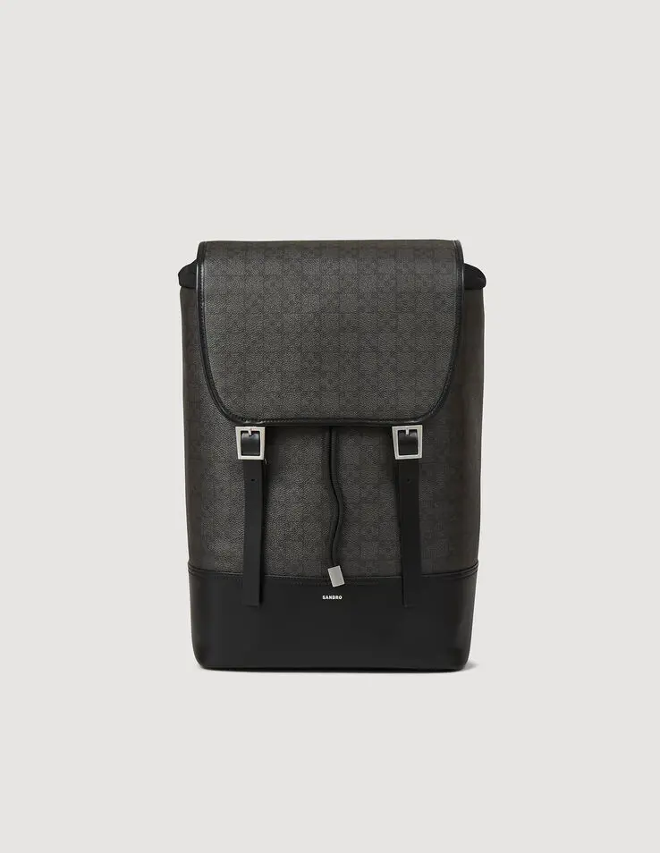 Sandro Square Cross coated canvas backpack. 1