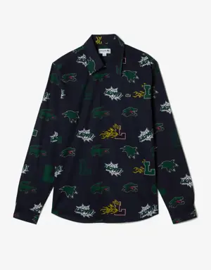 Men's Regular Fit Crocodile Print Shirt