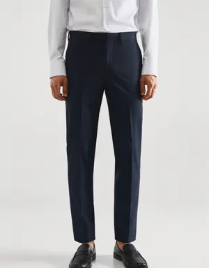 Spodnie garniturowe slim fit z tkaniny stretch z nadrukiem
