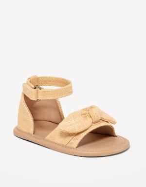 Linen-Style Bow-Tie Sandals for Baby yellow