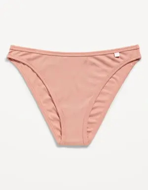 High-Waisted French-Cut Seamless Rib-Knit Bikini Underwear for Women