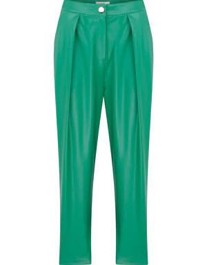 Cropped Pleather Green Trousers