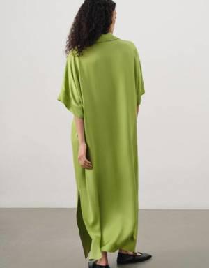 Fıstık Yeşili Uzun Elbise