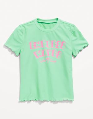 Lettuce-Edge Swim Rashguard Top for Girls green