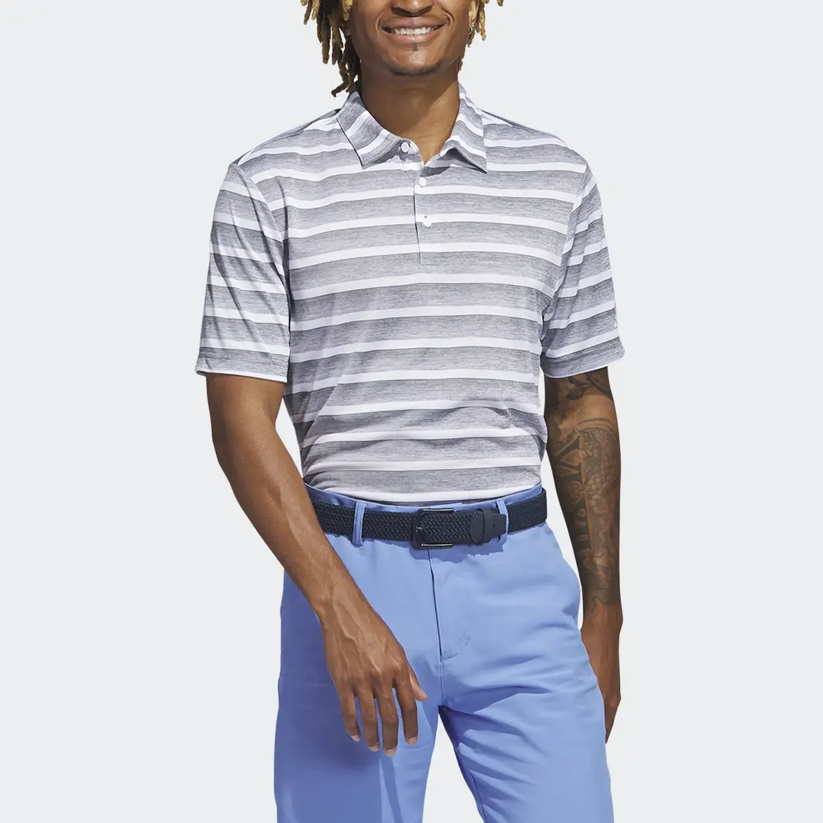Adidas Two-Color Striped Polo Shirt. 1