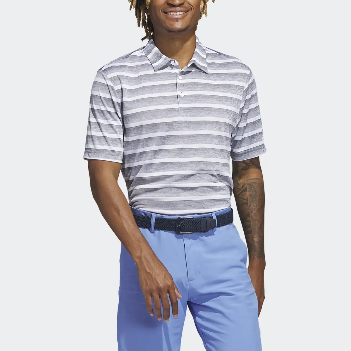 Adidas Two-Color Striped Poloshirt. 1