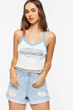 Forever 21 Forever 21 Distressed High Rise Denim Shorts Light Denim. 2