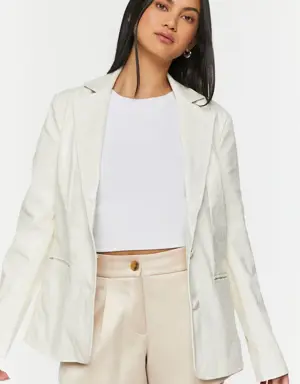 Forever 21 Faux Croc Leather Blazer Ivory