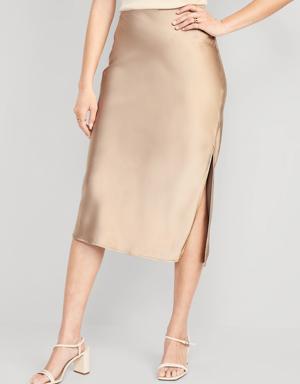 Old Navy Satin Midi Slip Skirt for Women brown