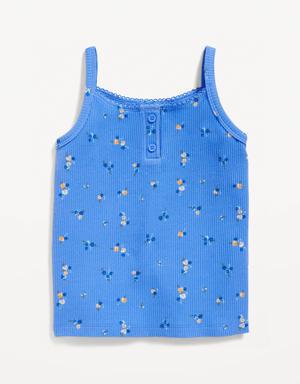 Rib-Knit Henley Lace-Trim Cami Top for Toddler Girls blue