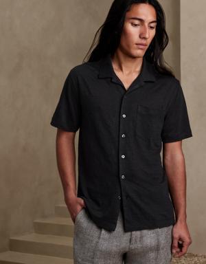 Linen Knit Resort Shirt black