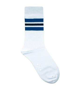 Beyaz Mavi Çizgili Erkek Çorap