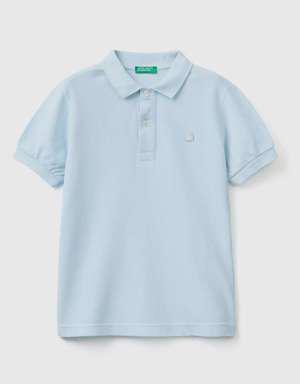 Erkek Çocuk Toz Mavi Logolu Polo T Shirt