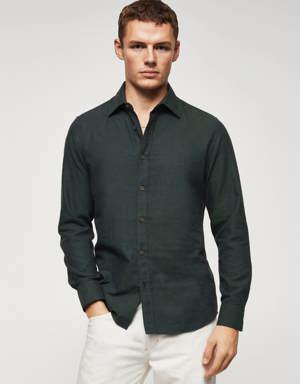 Slim-fit textured cotton shirt