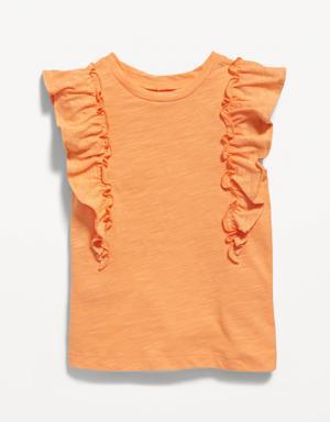 Old Navy Ruffle-Sleeve Slub-Knit Top for Toddler Girls orange