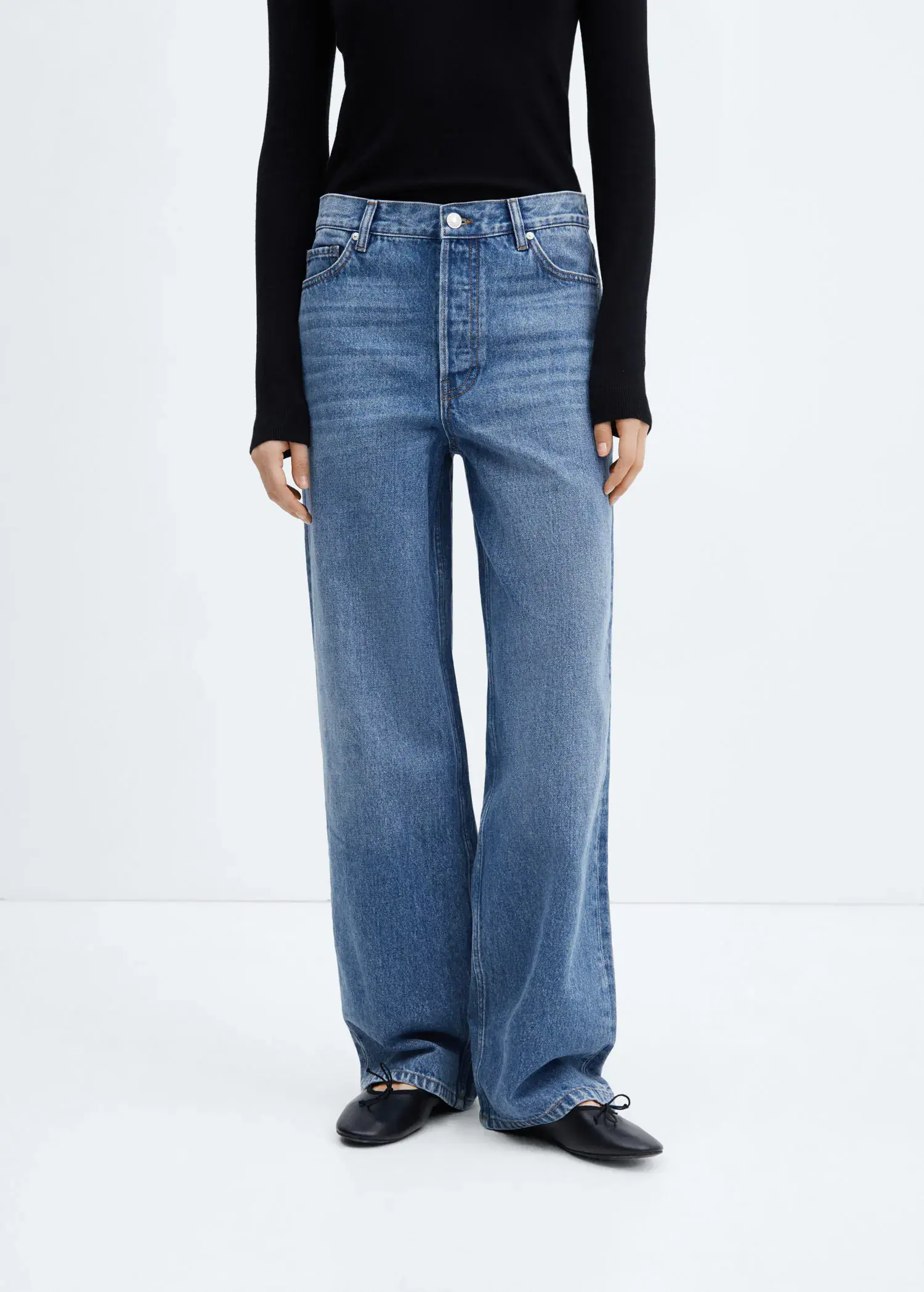 Mango Wideleg mid-rise jeans. 2