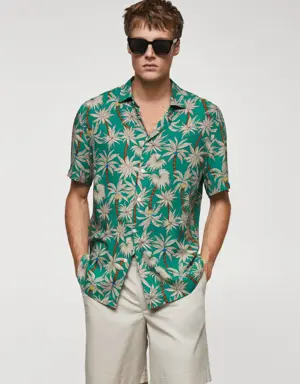 Hawaii desenli kısa kollu gömlek