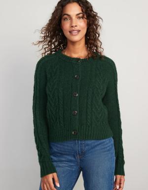 Cozy Cable-Knit Cardigan for Women green