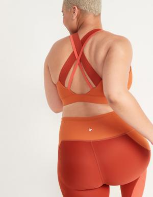 Medium Support PowerSoft Strappy Cross-Back Sports Bra for Women XS-XXL orange