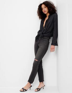 High Rise Vintage Slim Jeans black