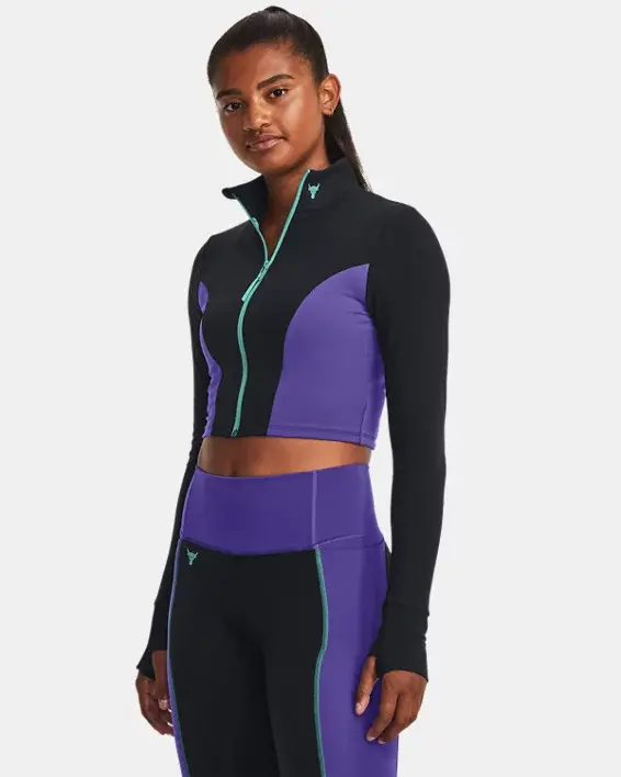 Under Armour Women's Project Rock Lets Go Crop Full-Zip. 1