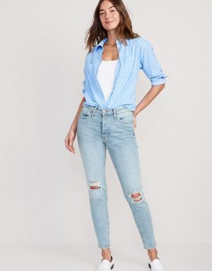 High-Waisted OG Straight Ripped Ankle Jeans blue