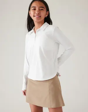 Girl School Day Long Sleeve Polo white