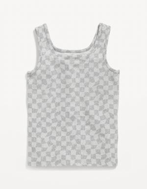 Old Navy Printed Fitted Tank Top for Girls gray