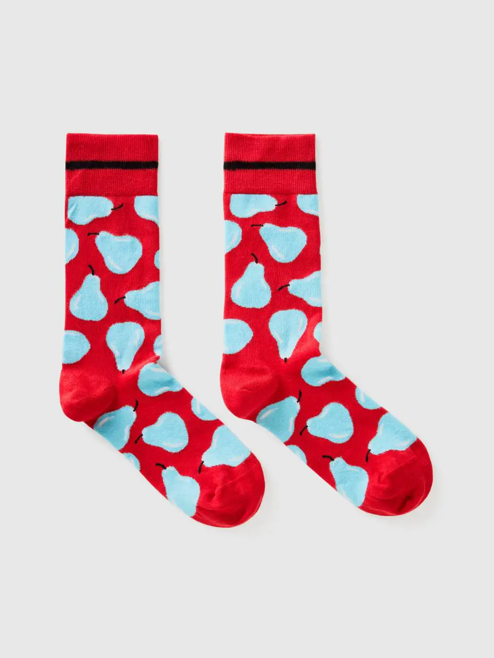 Benetton red socks with pear pattern. 1