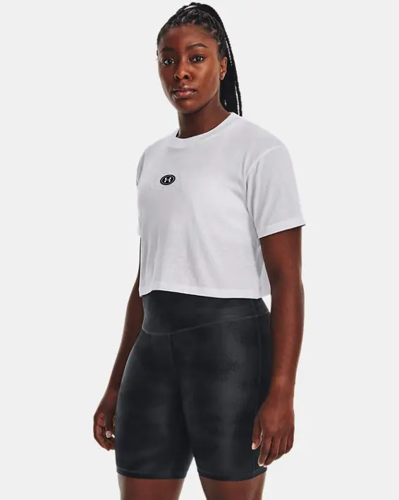 Under Armour Women's UA Branded Logo Crop Short Sleeve. 1