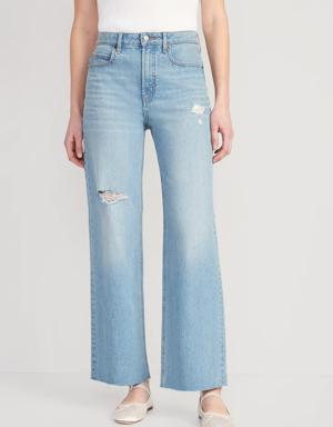 Extra High-Waisted Cut-Off Wide-Leg Jeans for Women blue