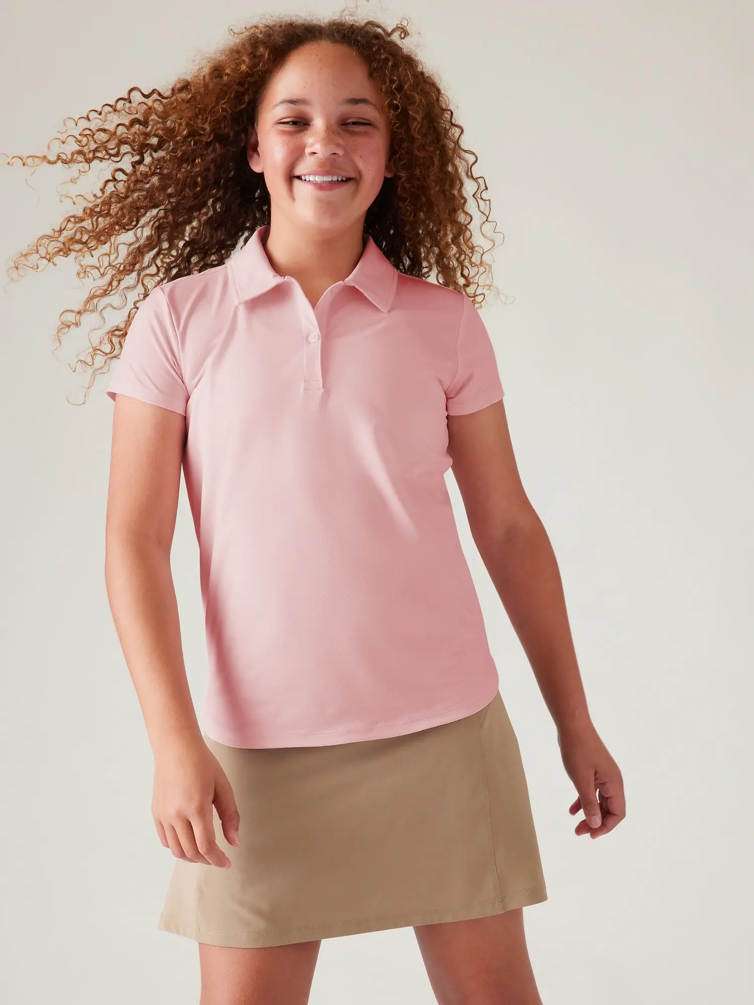Athleta Girl School Day Polo pink. 1