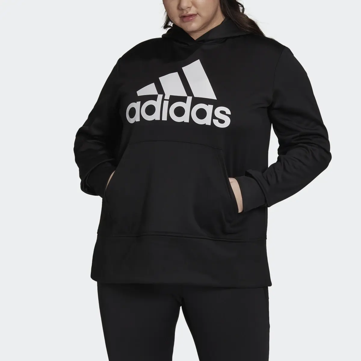 Adidas AEROREADY Big Logo Hoodie (Plus Size). 1