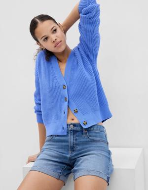 Gap Shaker-Stitch Cardigan blue