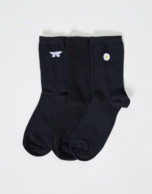 3'lÜ Paket Kadın Soket Çorap SİYAH