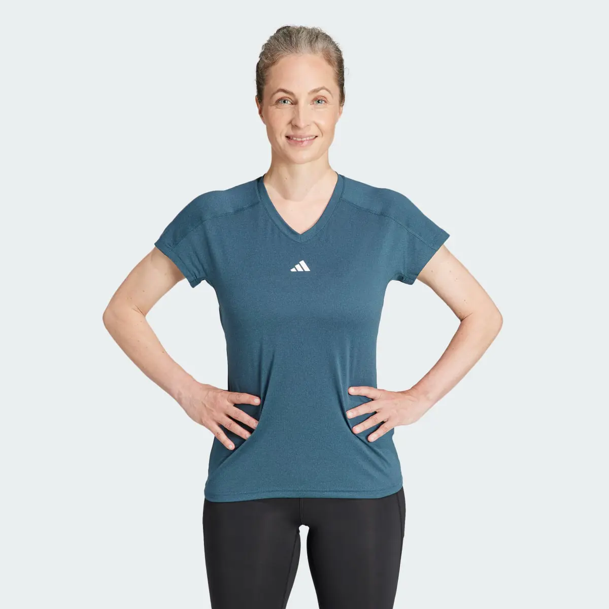 Adidas AEROREADY Train Essentials Minimal Branding V-Neck T-Shirt. 2