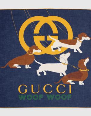 Interlocking G dogs print cotton voile carré