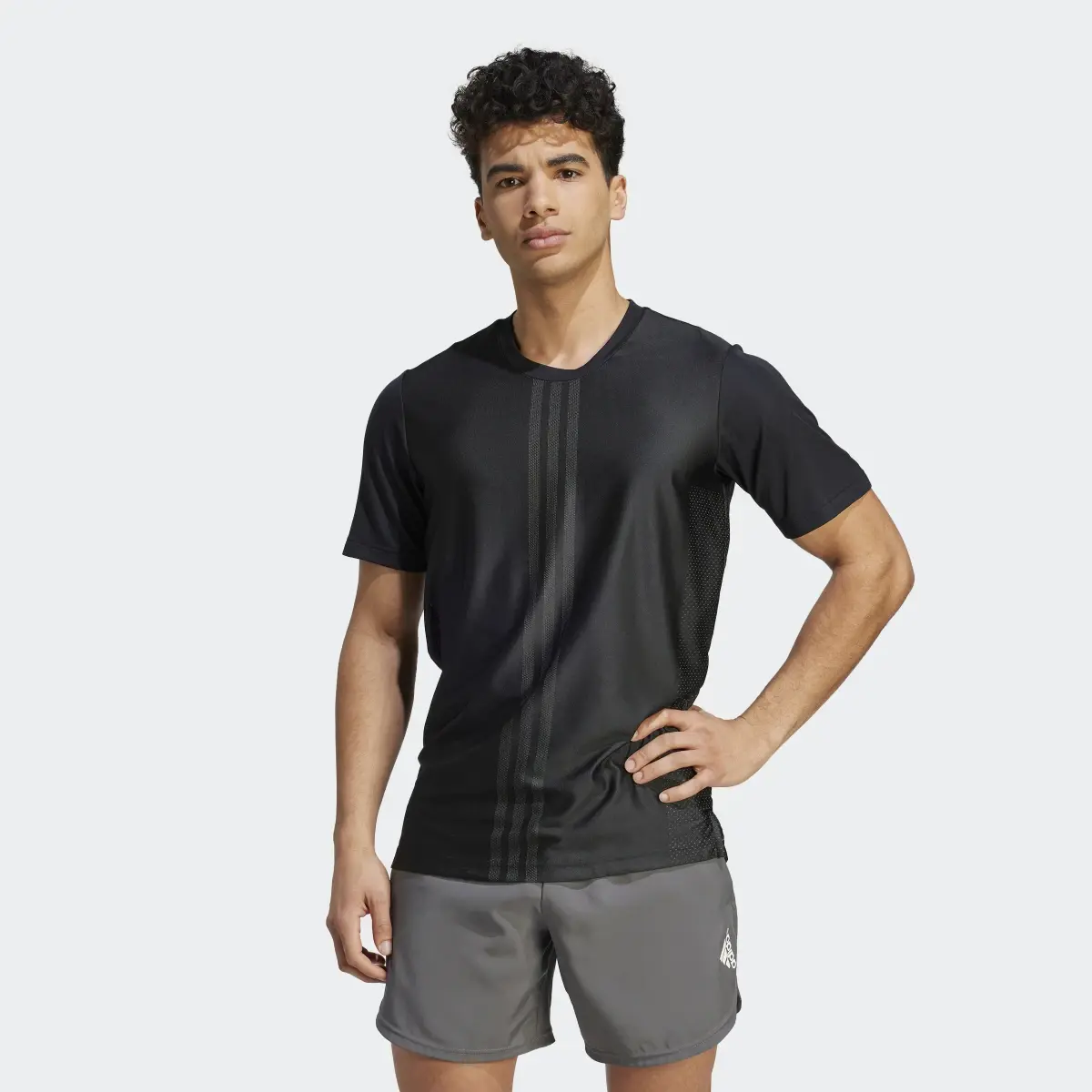 Adidas HIIT Workout 3-Stripes T-Shirt. 2