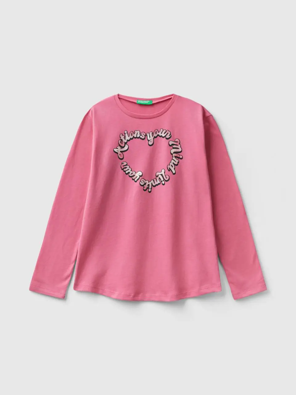 Benetton warm cotton t-shirt with glittery print. 1