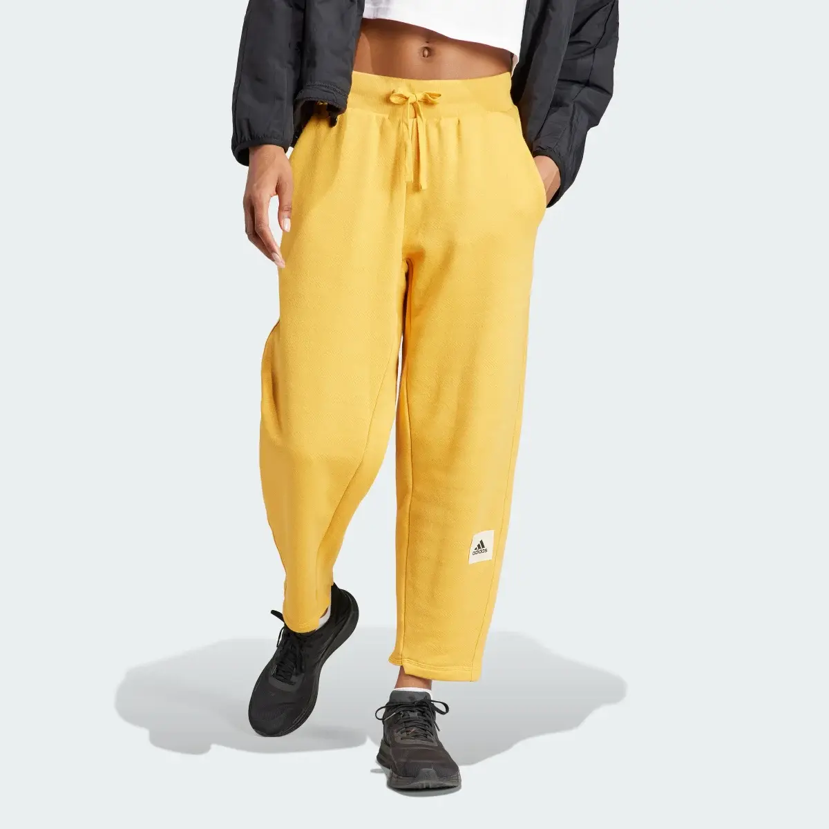 Adidas Lounge French Terry Barrel-Leg Pants. 1