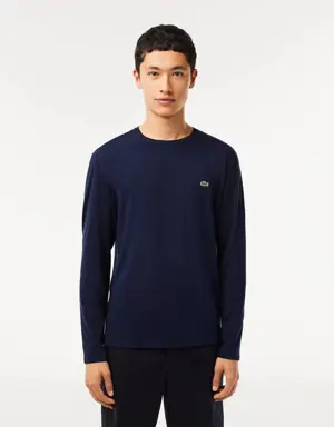 Lacoste T-shirt decote redondo em jersey de algodão pima unicolor