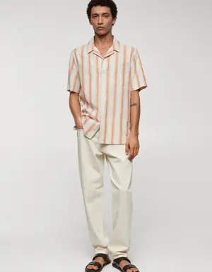 Regular fit striped print shirt