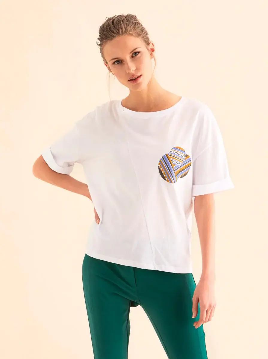 Roman Embroidered Oversized T-Shirt - 1 / WHITE. 1