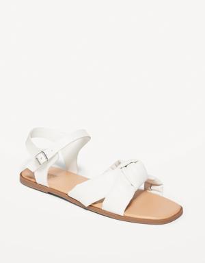 Faux-Leather Knotted Sandals for Girls white