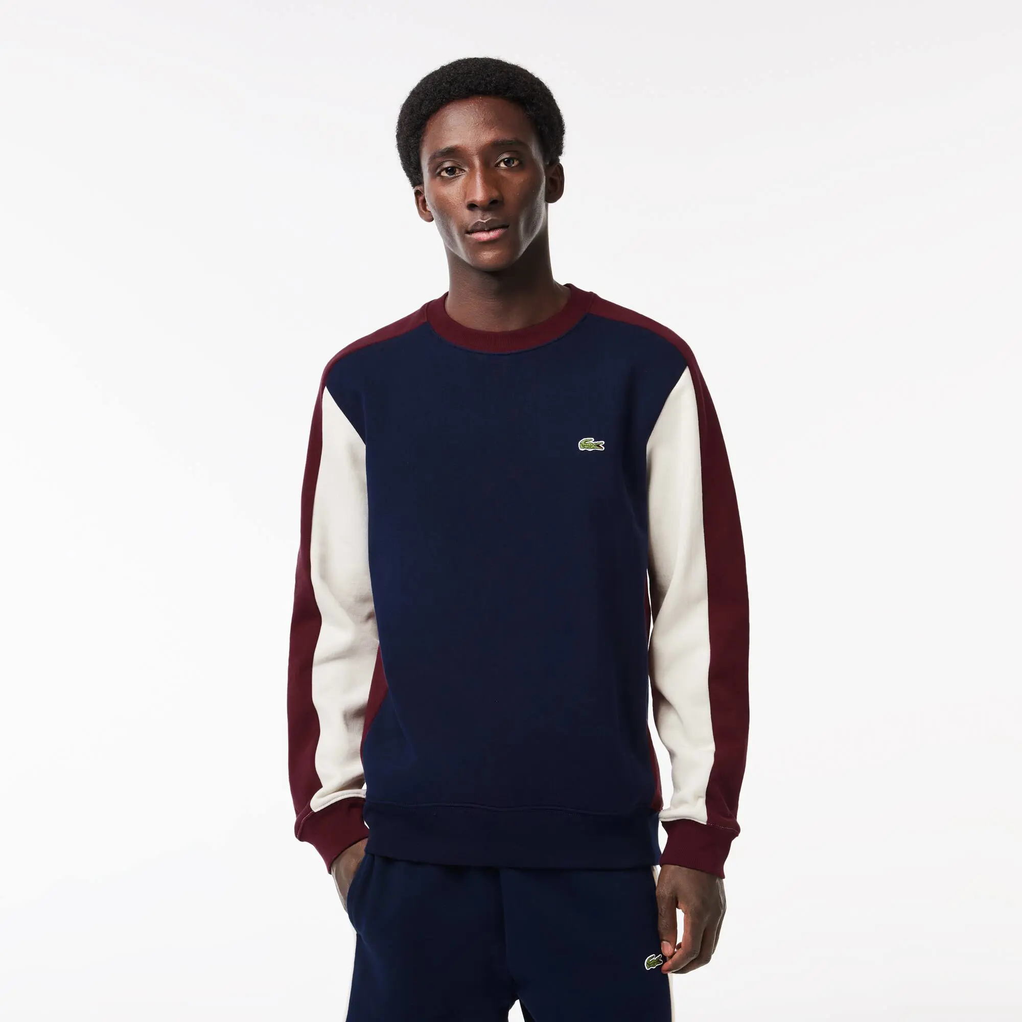 Lacoste Jogger Sweatshirt aus aufgerautem Fleece mit Colourblock. 1