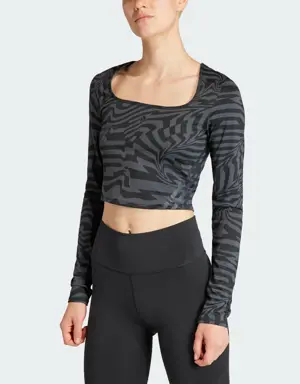 TrainIcons Training Jacquard Crop Long-Sleeve Top