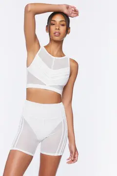 Forever 21 Forever 21 Active Mesh Biker Shorts White. 2