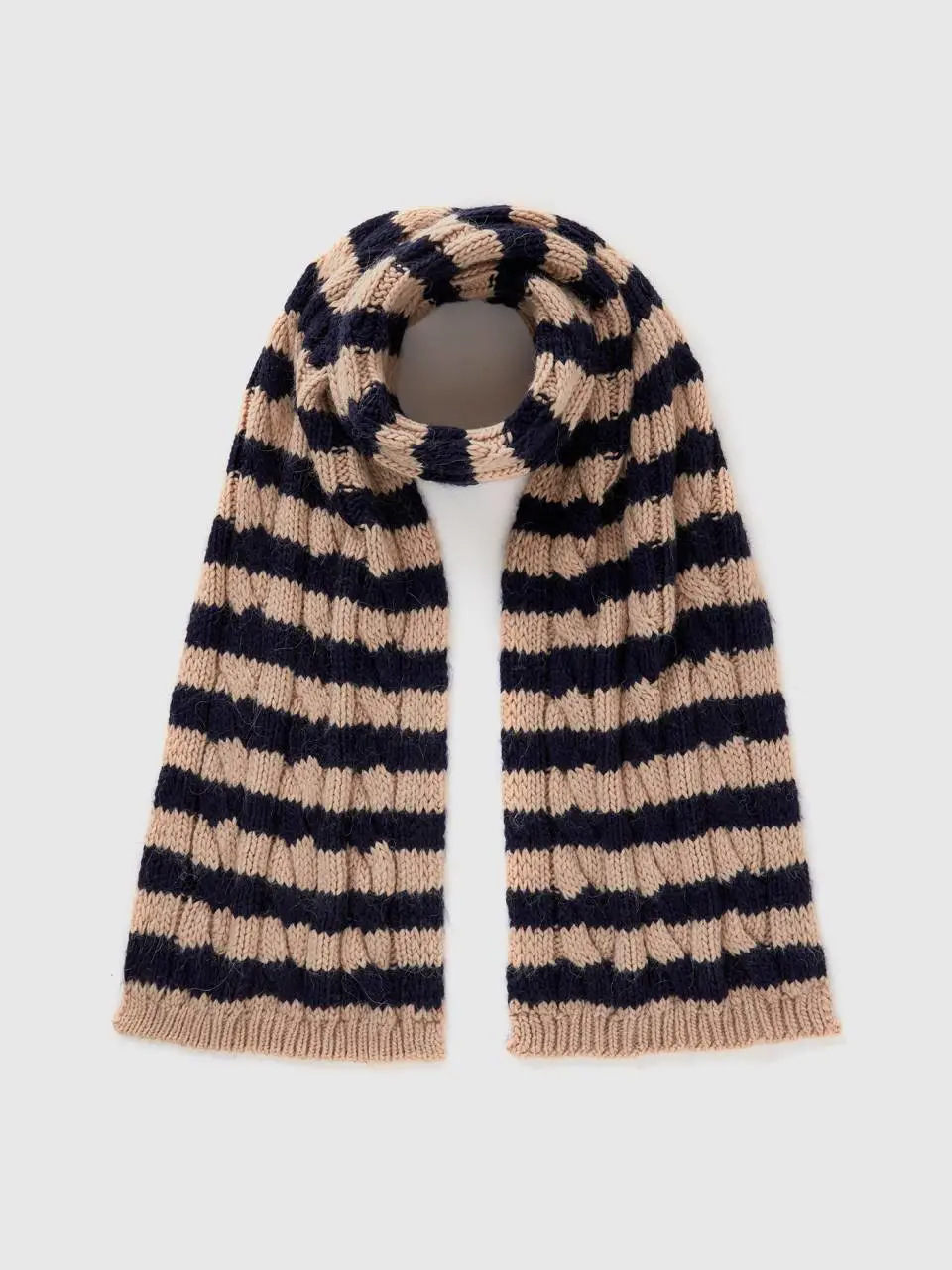 Benetton striped scarf in alpaca and wool blend. 1