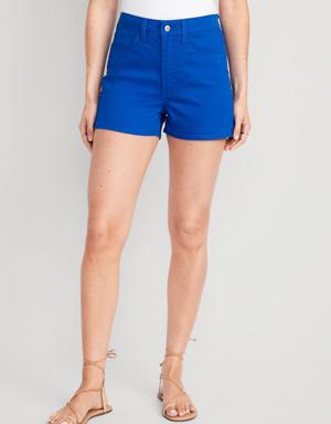 High-Waisted Wow Jean Shorts for Women -- 3-inch inseam blue