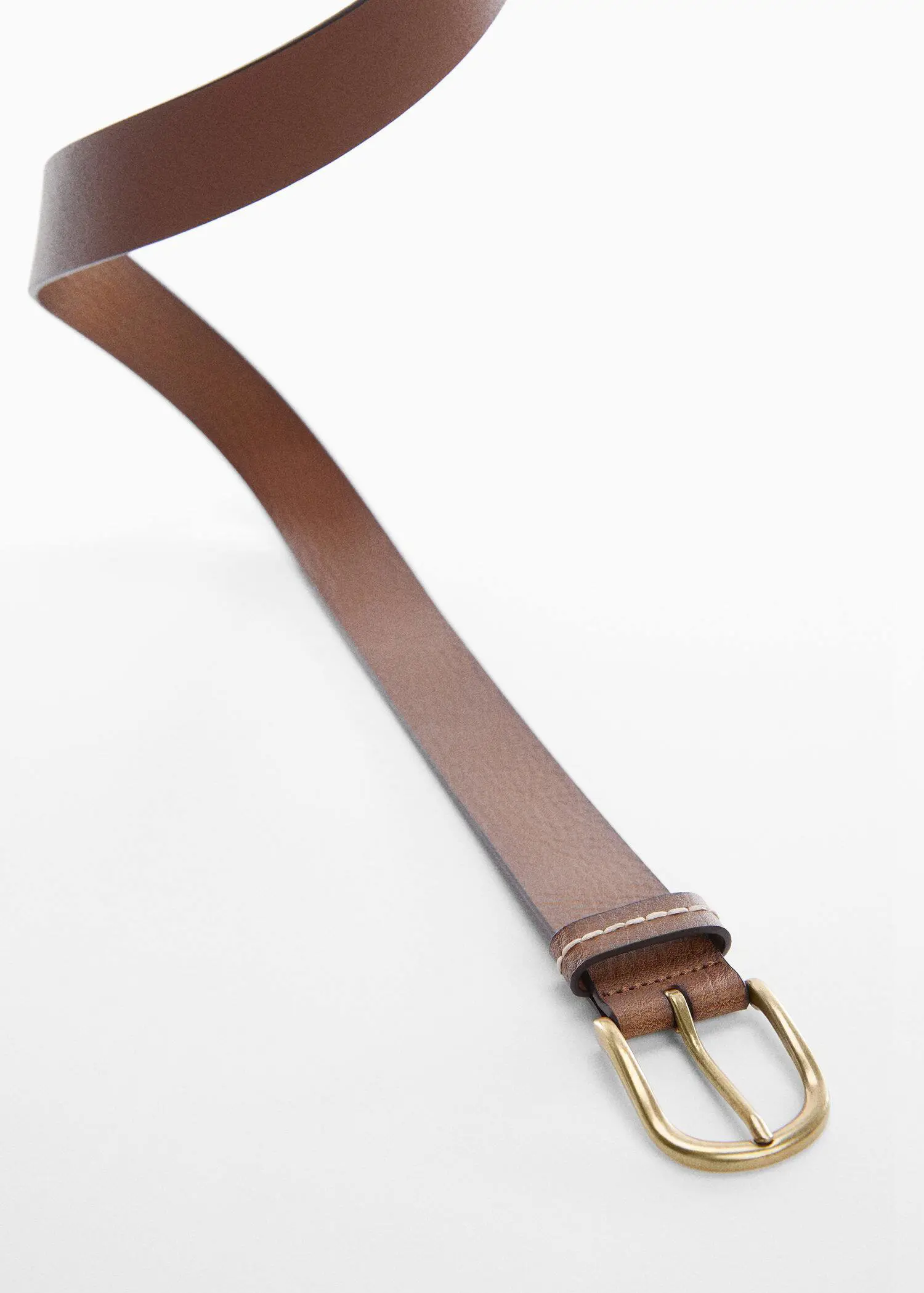 Mango Pebbled leather belt. a close up of a brown leather belt 
